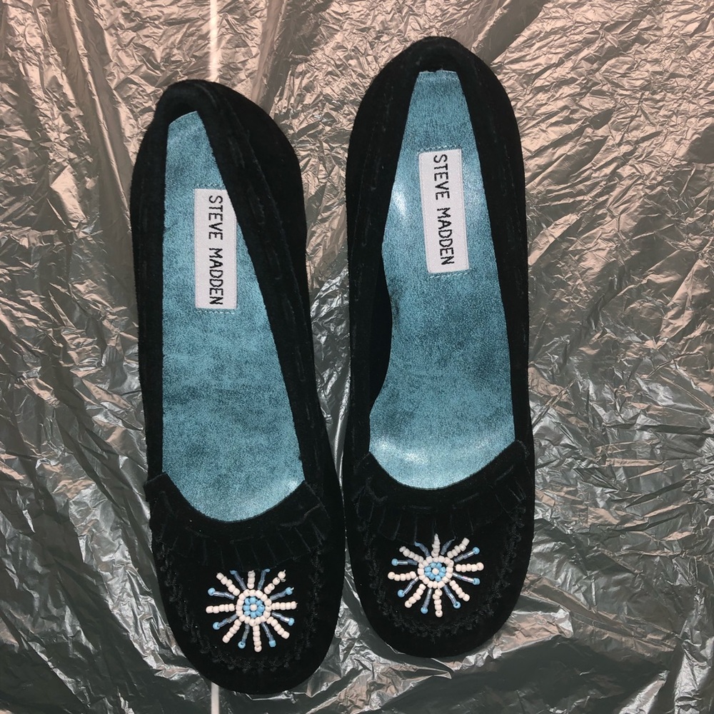 NWOB Steve Madden Black Beaded Heels size 7 - Picture 2 of 3